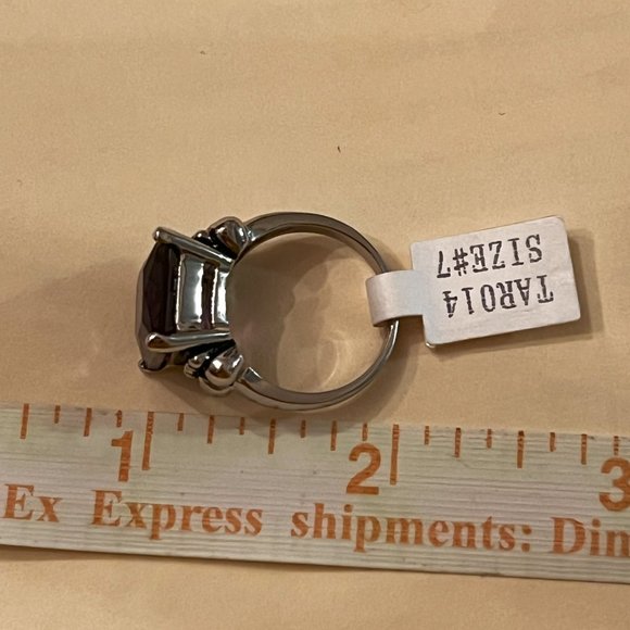 Large Square Cut Amethyst Ring in 925 Silver Artisan - NWT, Size 7 - Picture 8 of 10